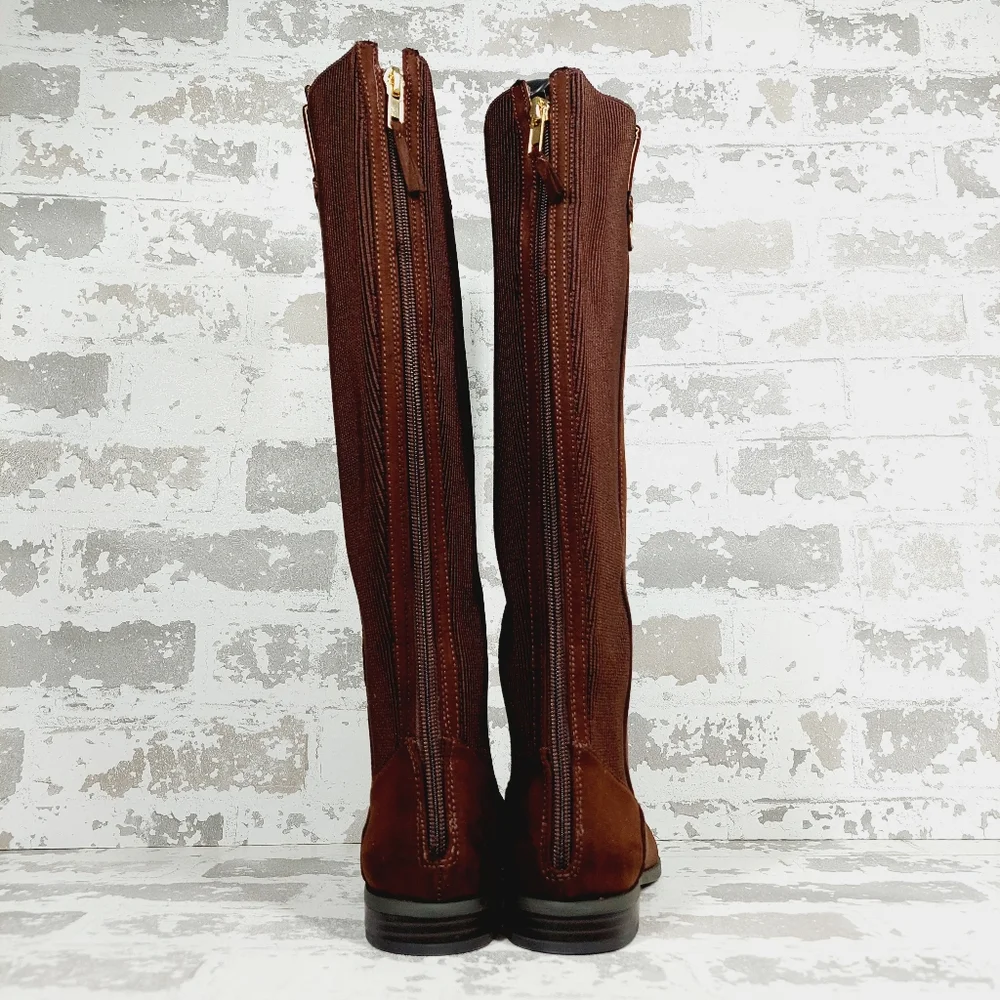 New Anne Klein Audrey Brown Zip Up Knee High Boots V413 - Picture 6 of 11